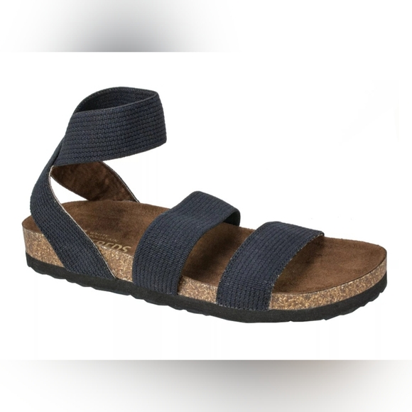 White Mountain Shoes - White Mountain Womens Harlequin Black Stretch Footbed Sandals Size 9